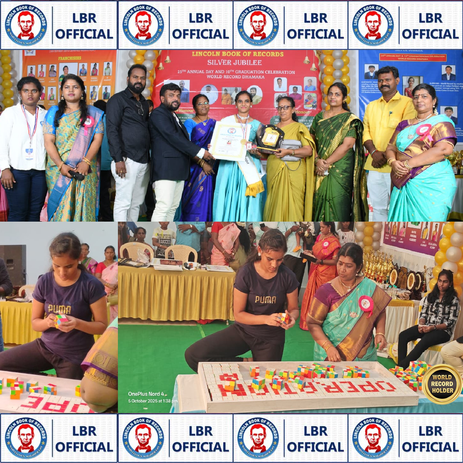 World Record by creating cube portrait word art on “Operation Sindoor” using 230 number of - 2*2 Rubiks Cubes by performing Eka Pada Tadasana in least time.